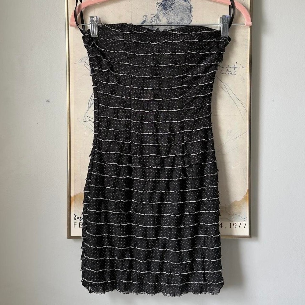 Y2K Polka Dot Strapless Tube‎ Mini Dress Womens XS Charlotte Russe Indie Sleaze